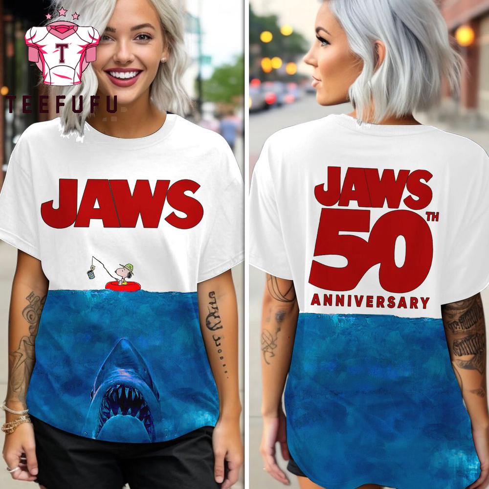50 Years of Jaws Shark Attack Scene Commemorative Tee