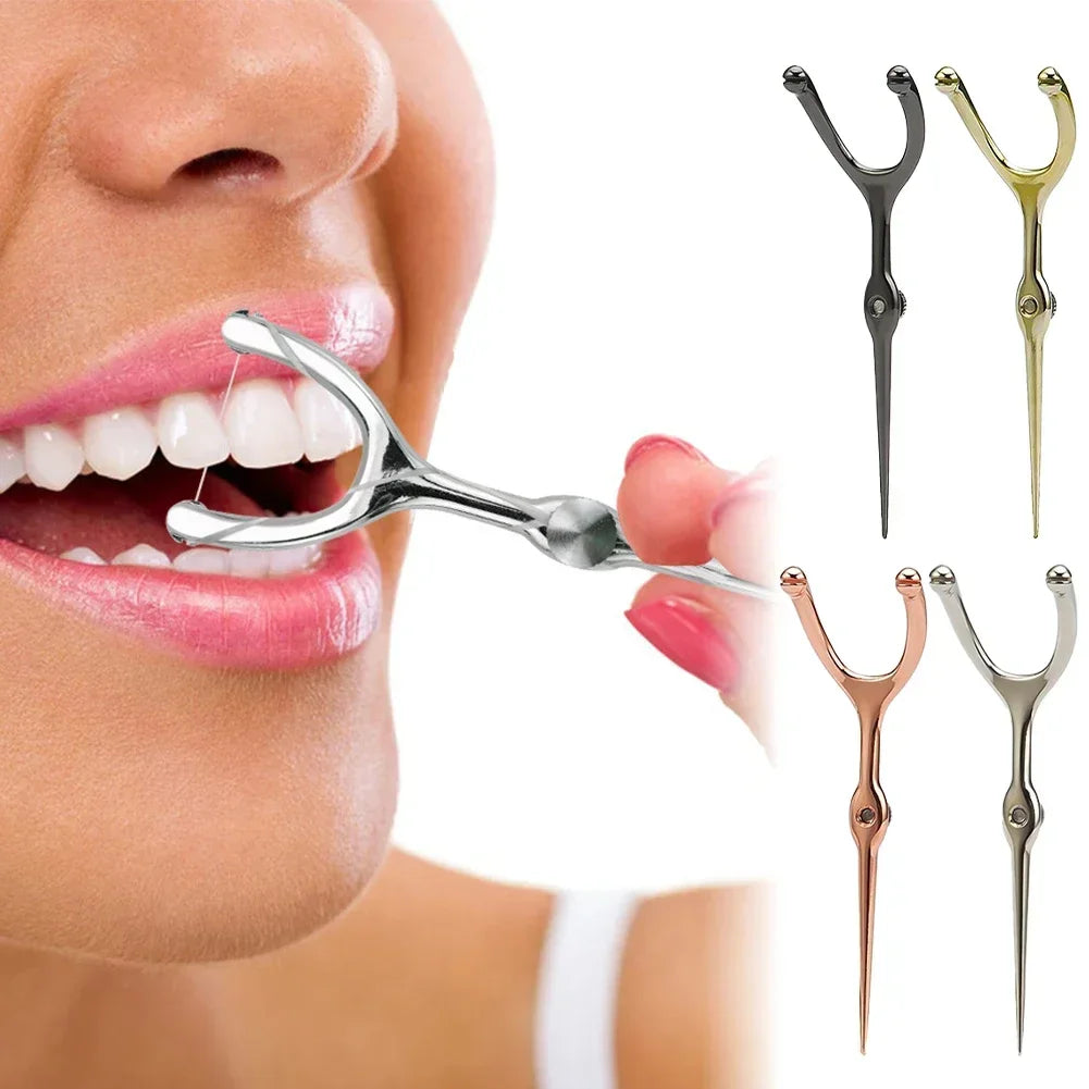 Stainless Steel Toothpick Dental Floss Portable Dental Floss 304 Oral Care Cleaning Gaps Tartar Y Shape Flossing Toothpick
