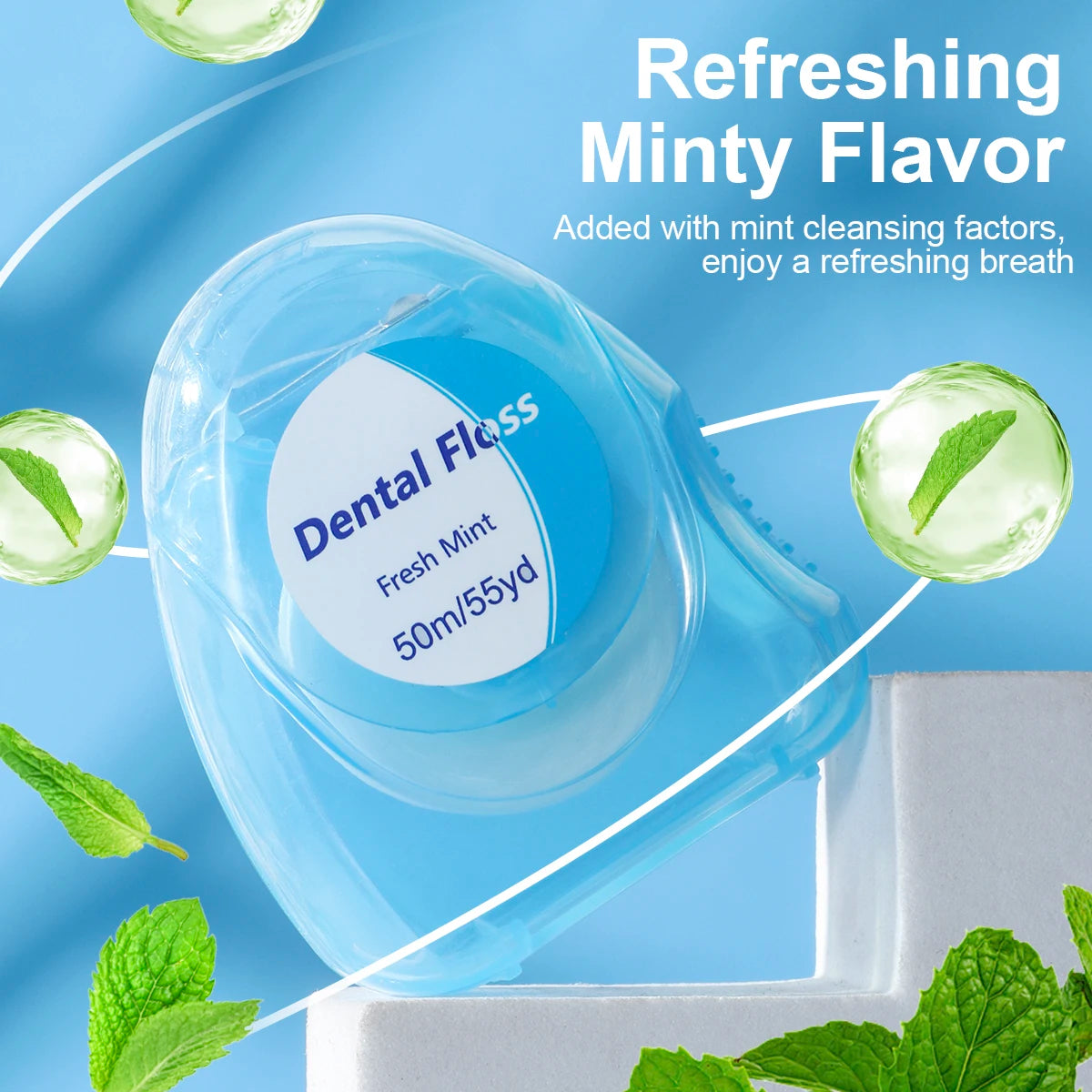 10PCS*50m mint flavored dental floss, compact, convenient, and fast for cleaning between teeth gaps