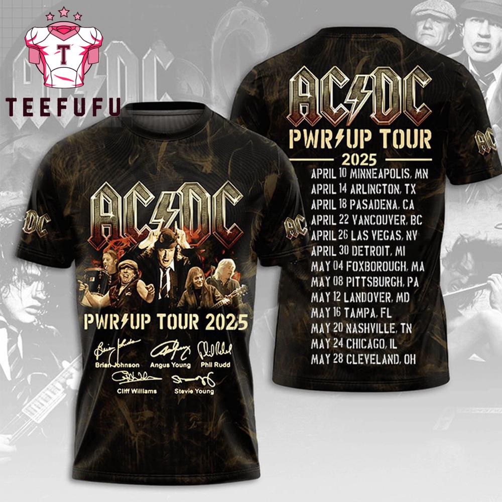 ACDC Power Up North American Tour Signature 3D T-Shirt