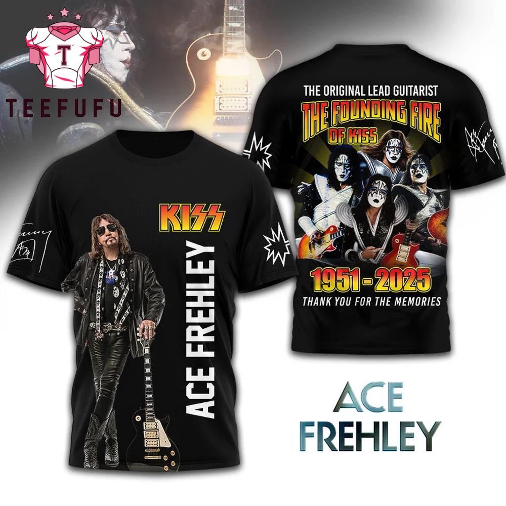 Ace Frehley Kiss 2025 Thank You For The Memories 3D Shirt
