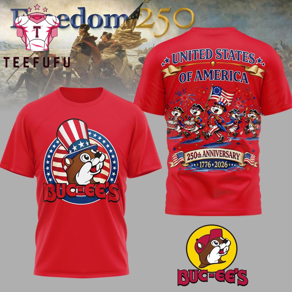Buc-ee's 250th Anniversary 1776-2026 America Flag Red T Shirt