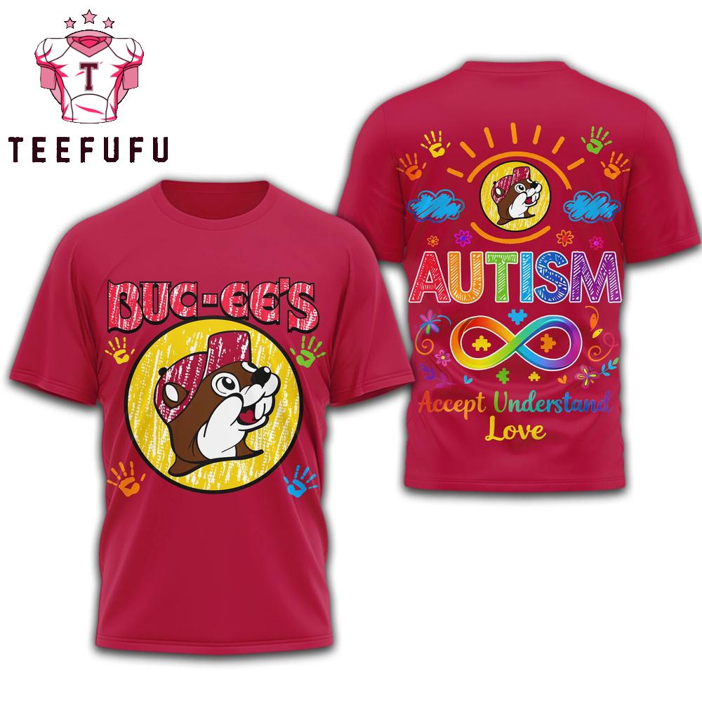 Buc-ee's Autism Accept Understand Love Red T Shirt