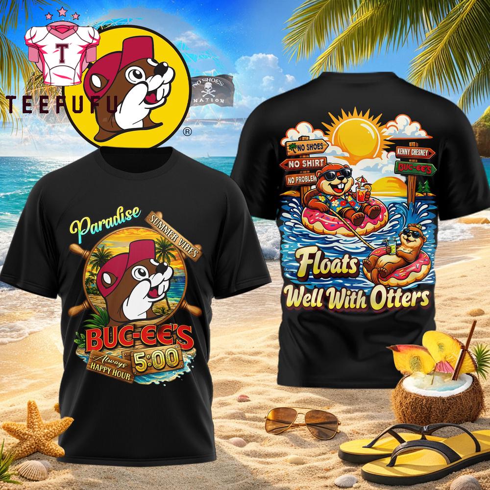 Buc-ee's Floats Well With Otters Black T Shirt