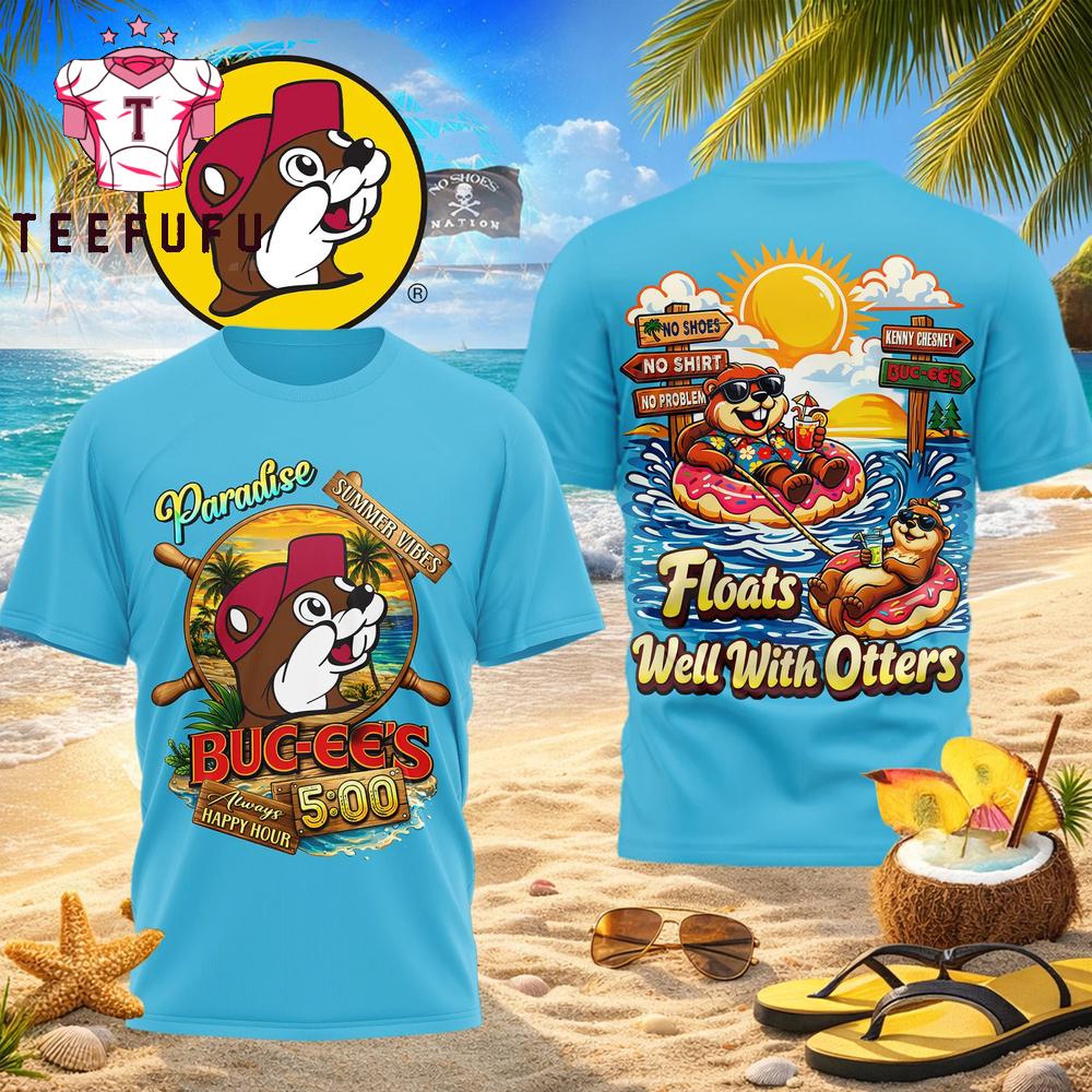 Buc-ee's Floats Well With Otters Blue T Shirt