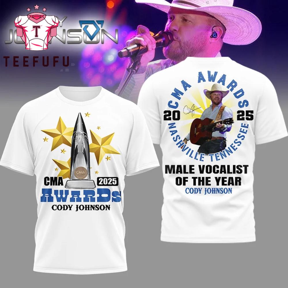 Cody Johnson 2025 CMA Awards Graphic Signature White 3D Shirt