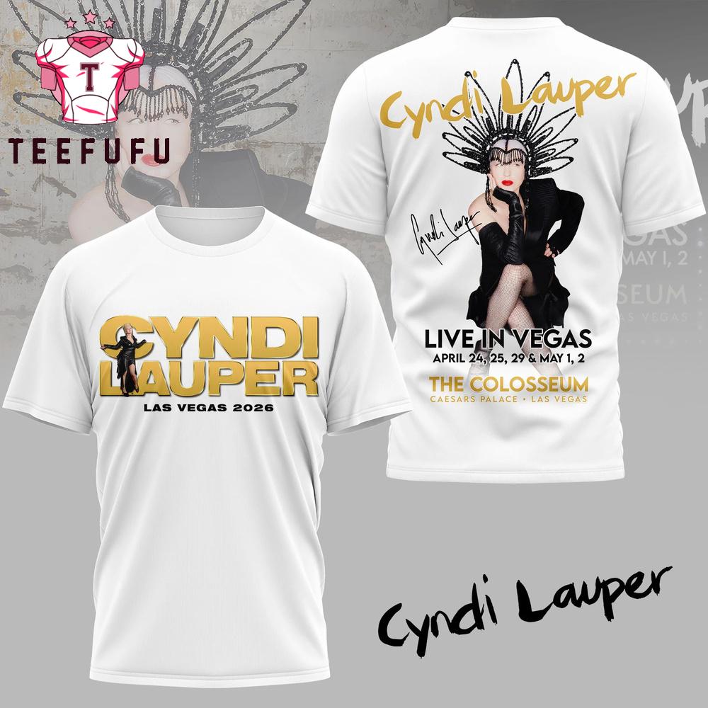 Cyndi Lauper Live in Las Vegas 2026 White 3D Shirt
