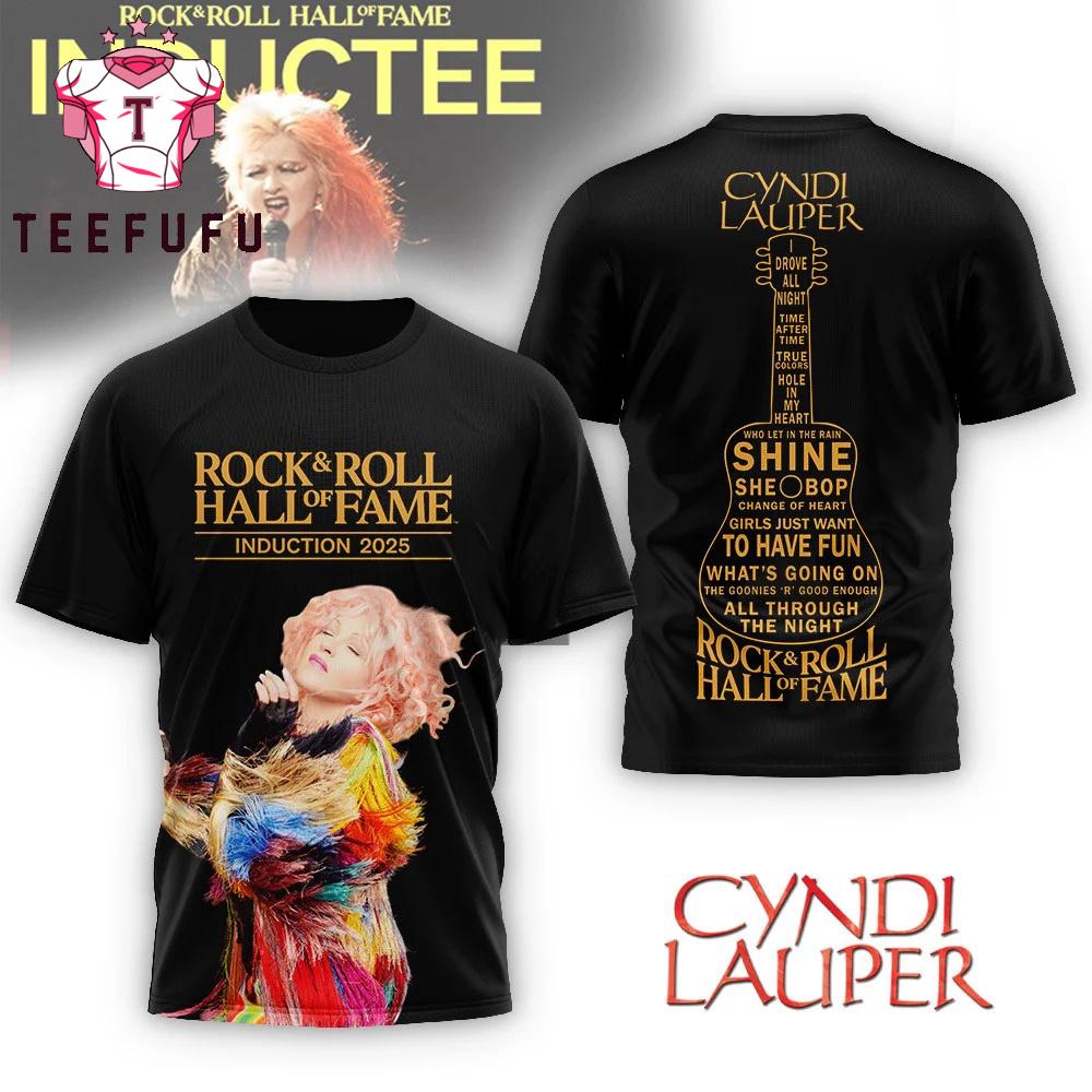 Cyndi Lauper Rock & Roll Hall of Fame 2025 Black T Shirt