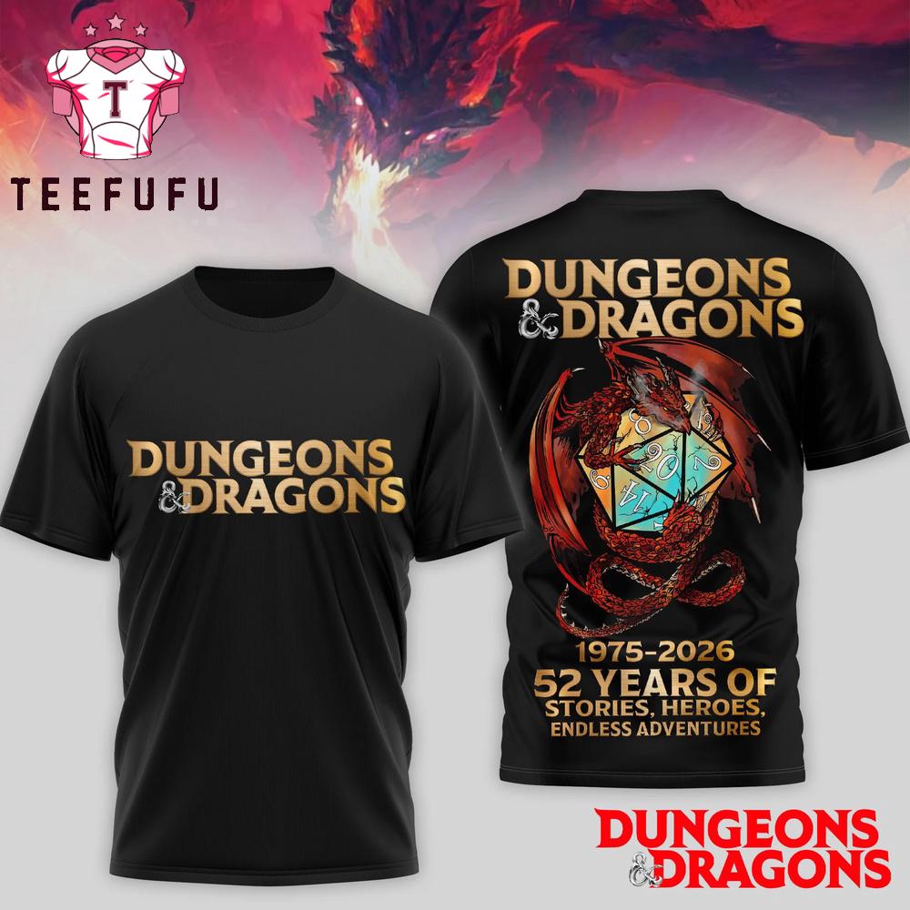 Dungeons Dragons 52 Years 1975-2026 Limited Edition Black T Shirt