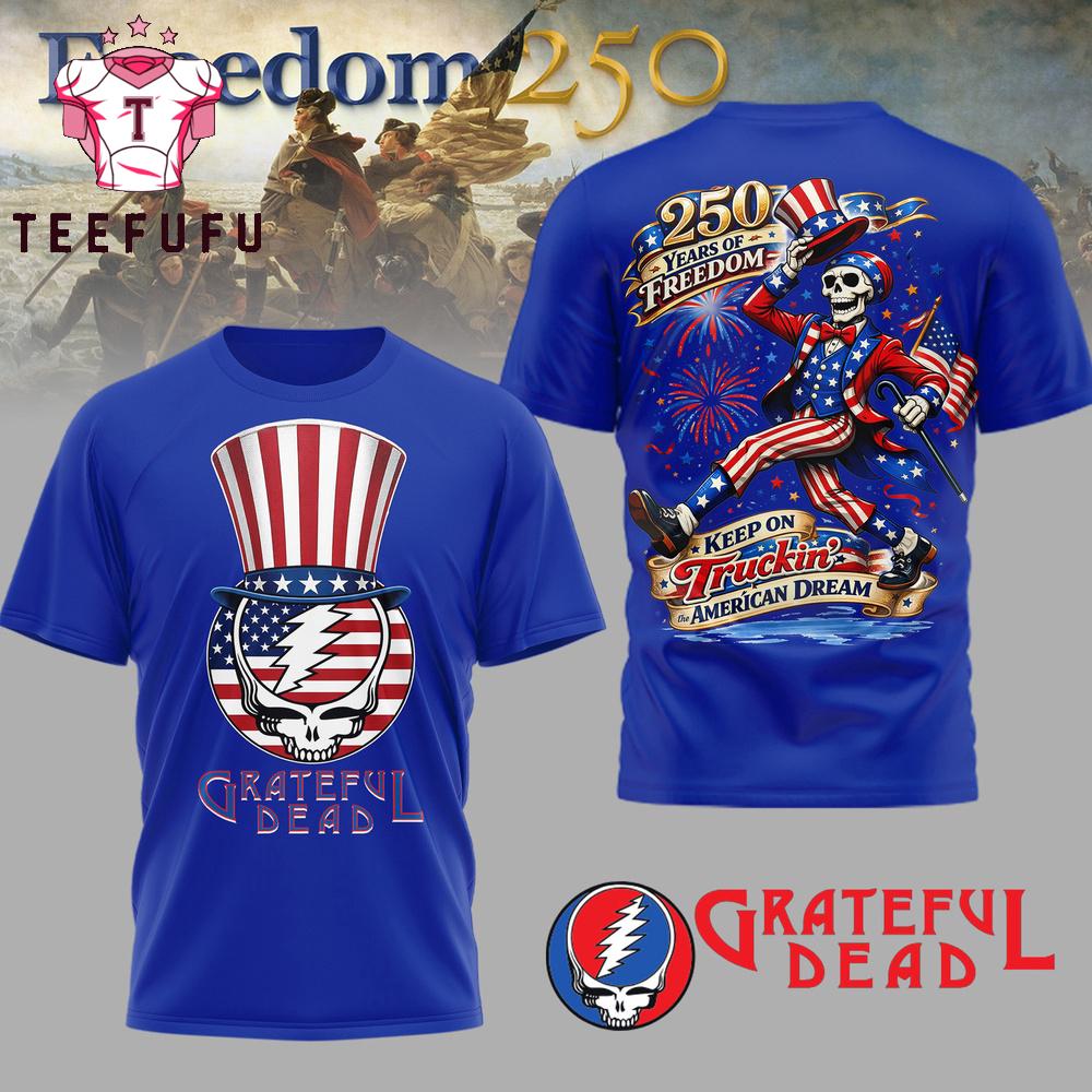 Grateful Dead 250th Anniversary 1776-2026 America Flag Blue T Shirt