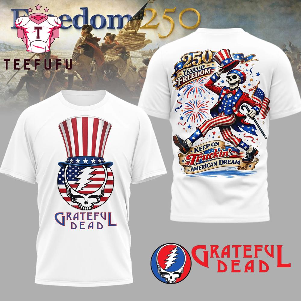 Grateful Dead 250th Anniversary 1776-2026 America Flag White T Shirt