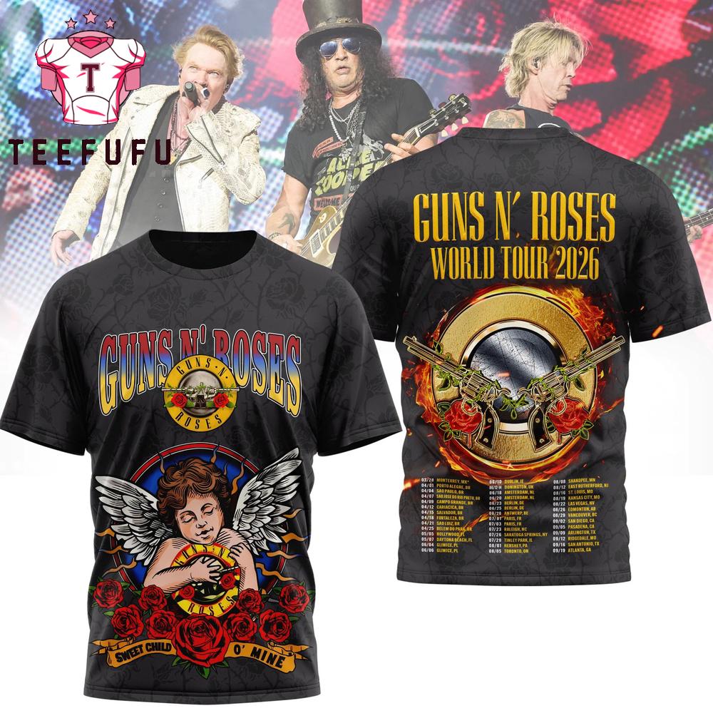 Guns N Roses 2026 World Tour Scheduler 3D Shirt