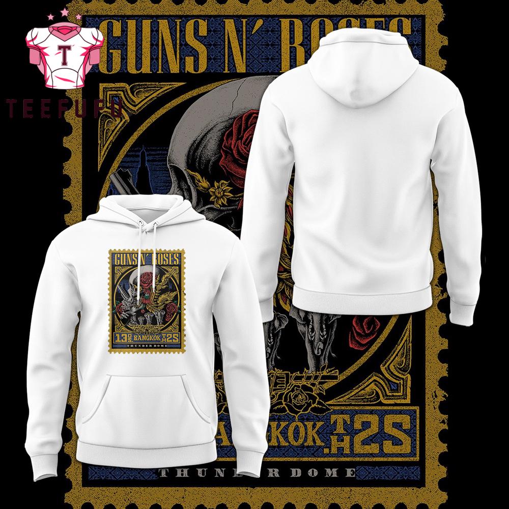 Guns N' Roses Bangkok 2025 White Hoodie