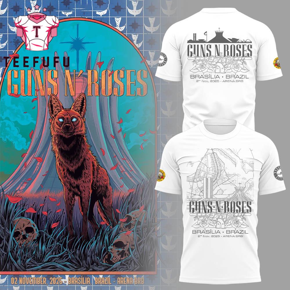 Guns N' Roses Brasilia Brazil Tour 2025 White T Shirt