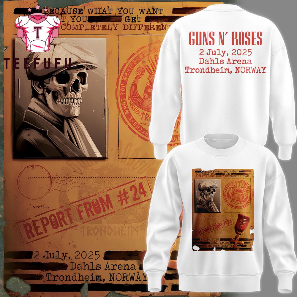 Guns N' Roses Special Edition Norway Tonight Marks Our First Time in Trondheim 2025 White Sweatshirt