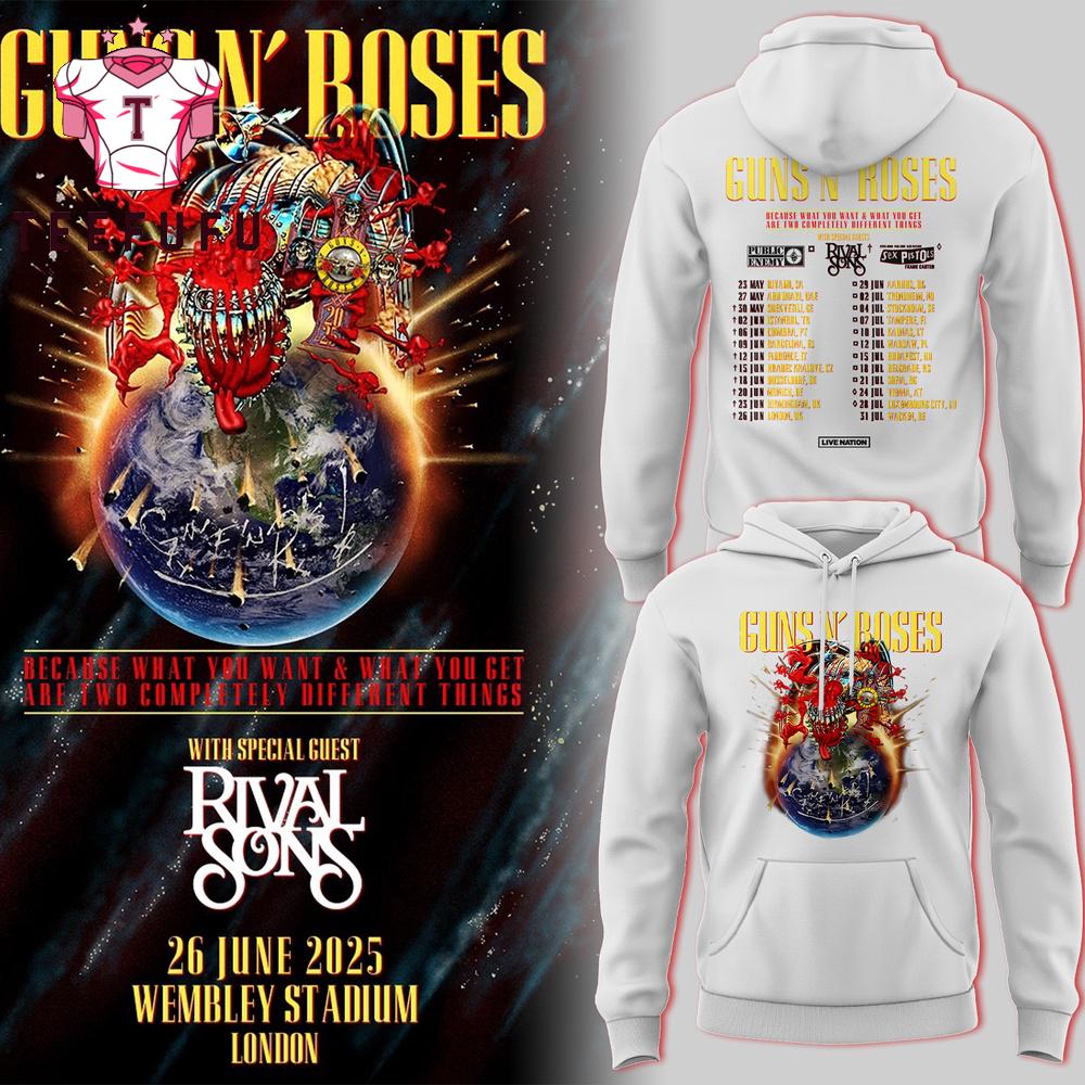 Guns N' Roses The 2025 Tour Limited White Hoodie