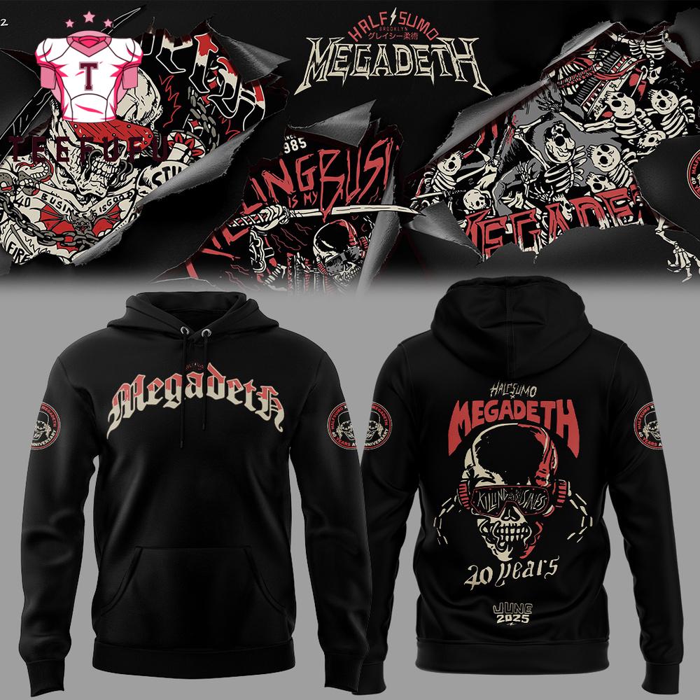 Half Sumo x Megadeth 40 Year June 2025 3D Printed Hoodie Shirt