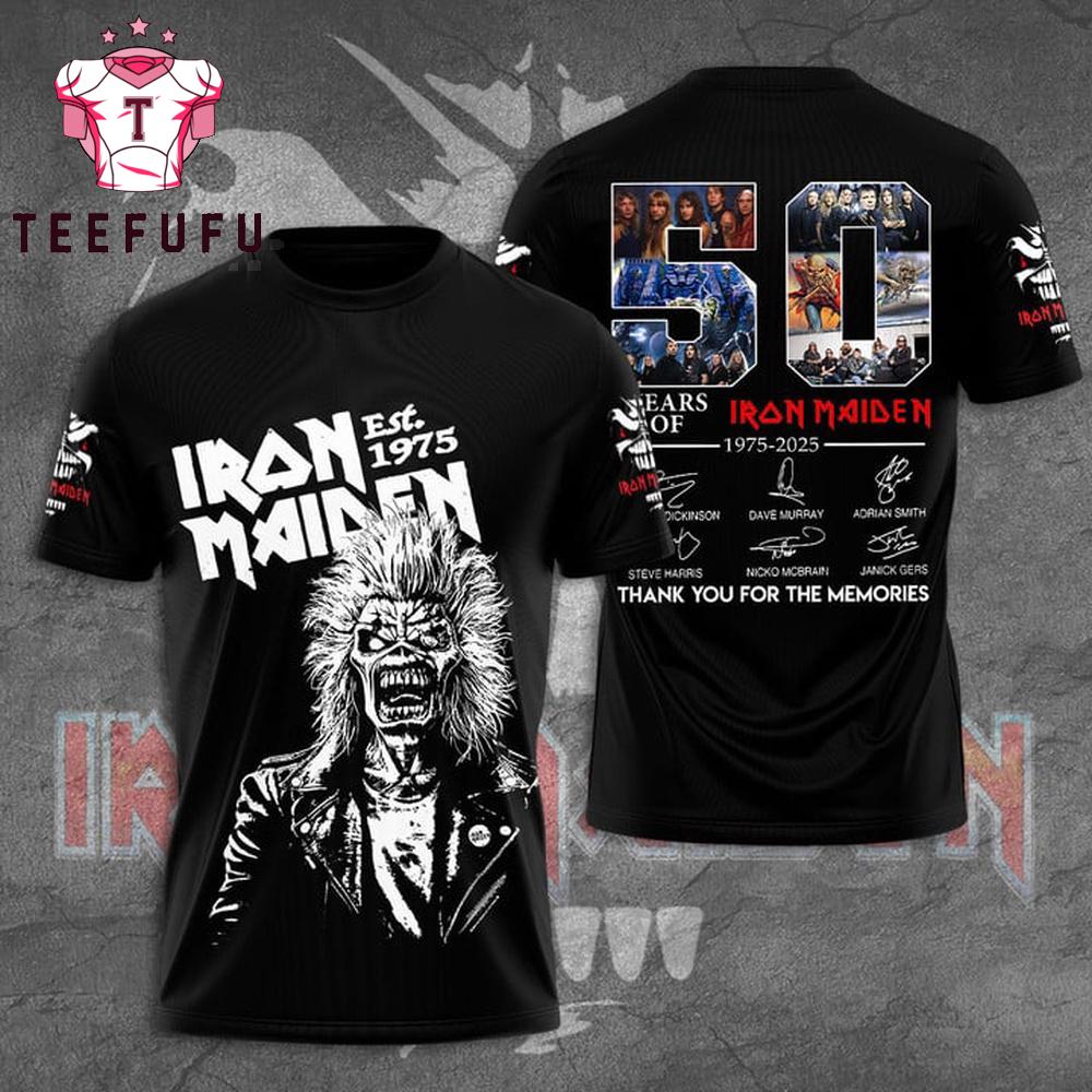Iron Maiden 1975-2025 Thank You For The Memories 3D Shirt