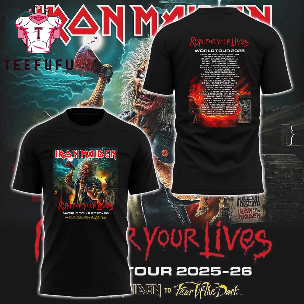 Iron Maiden Run For Your Lives World Tour 2025 3D Shirt
