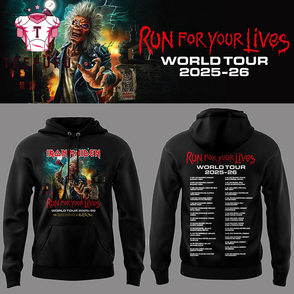 Iron Maiden World Tour 25-26 Limited Run For Your Life Black Hoodie
