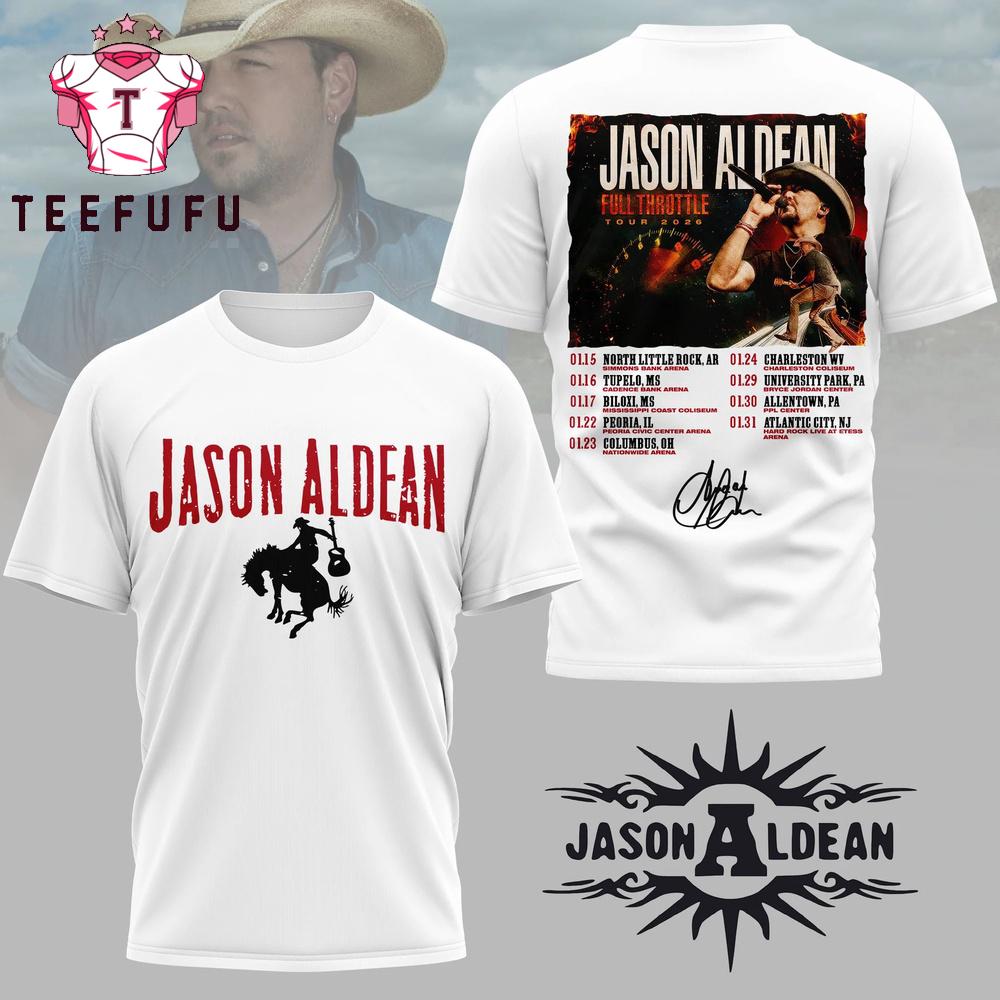Jason Aldean Full Throttle 2026 Tour White T Shirt
