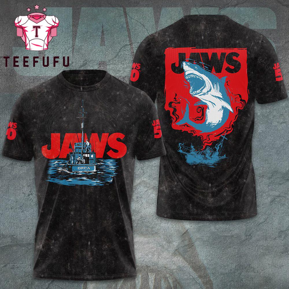 Jaws Shark Face 3D T-Shirt Classic Ocean Terror Tee