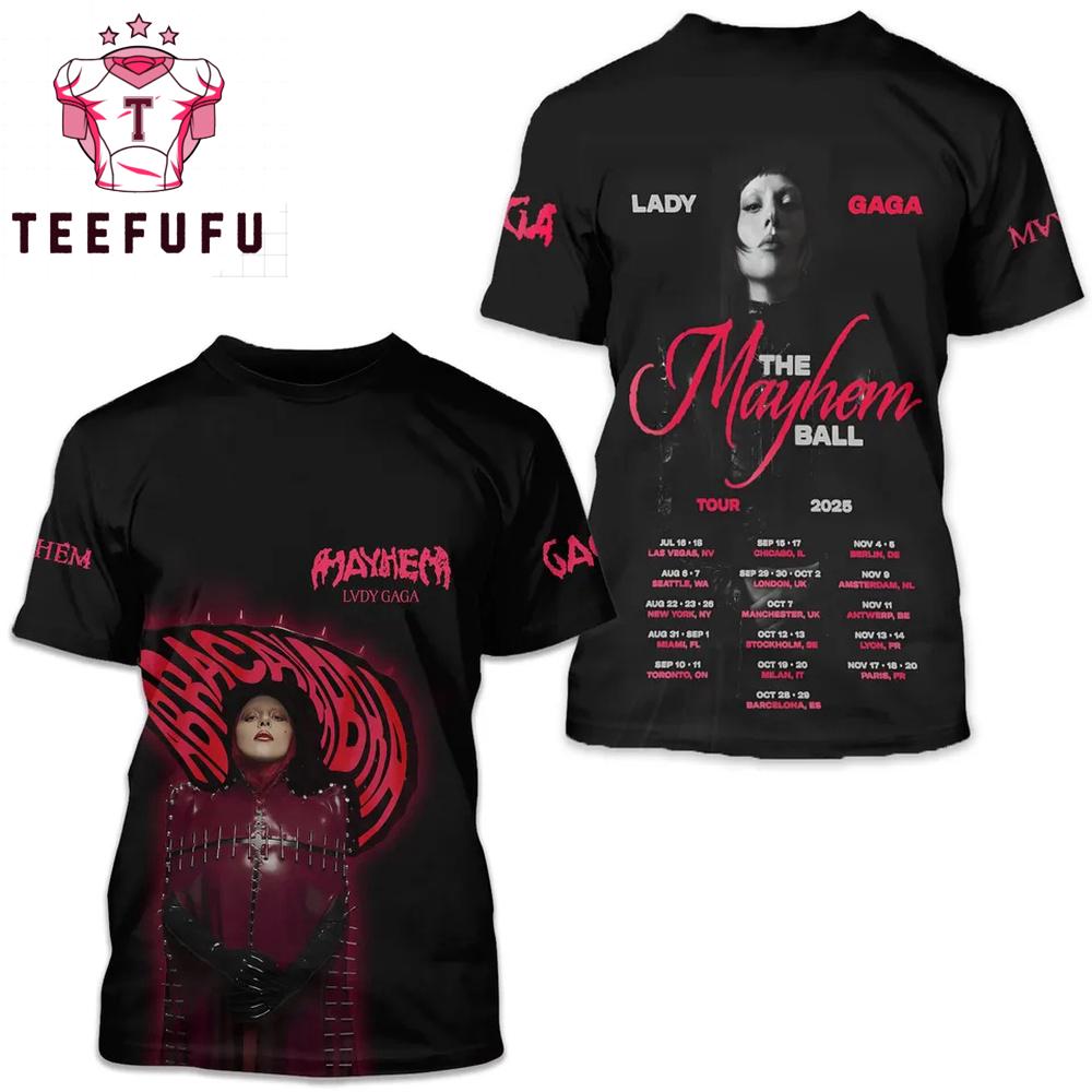 Lady Gaga The Mayhem Ball Tour 2025 3D Print Shirt