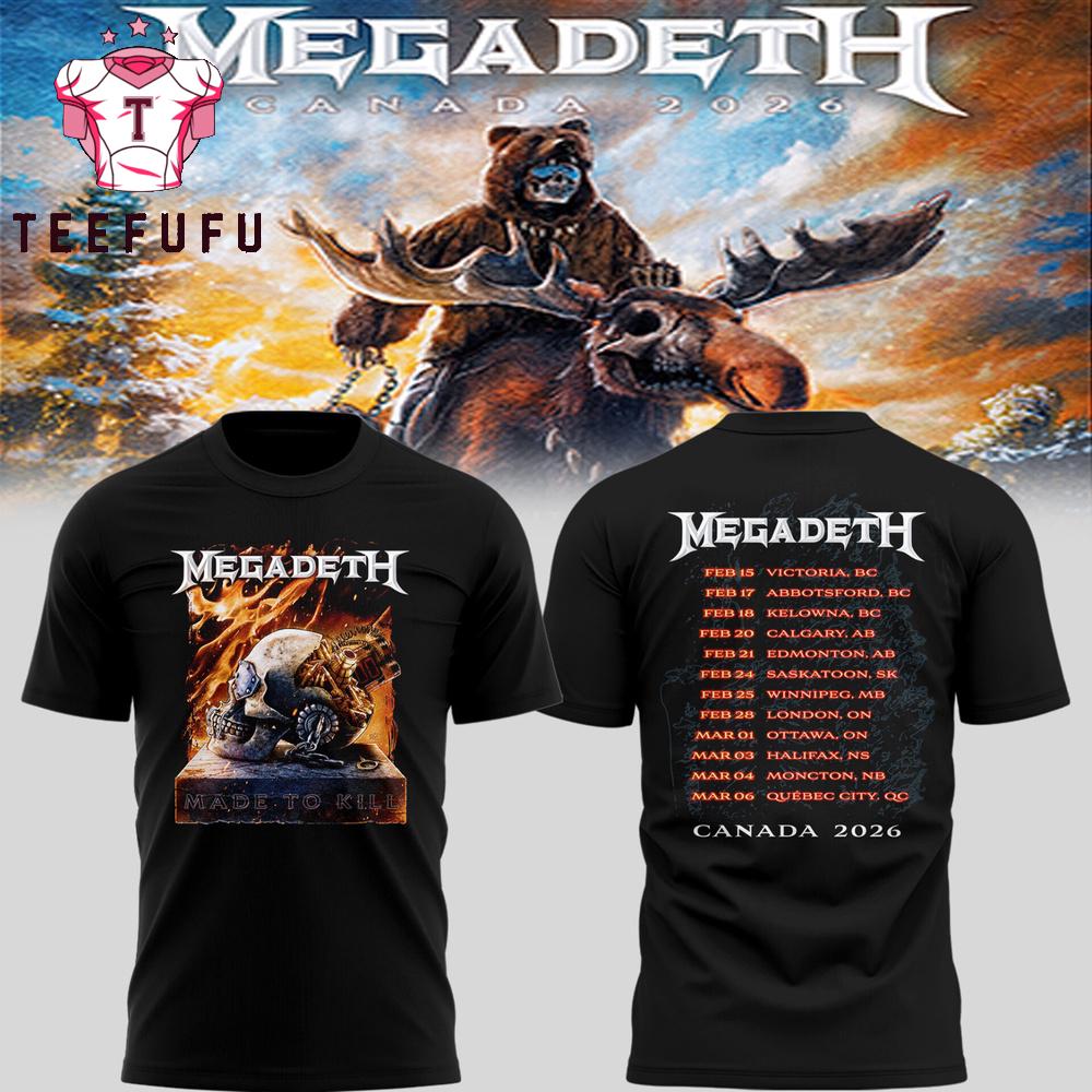 Megadeth Canada Tour 2026 Limited Edition Black T Shirt