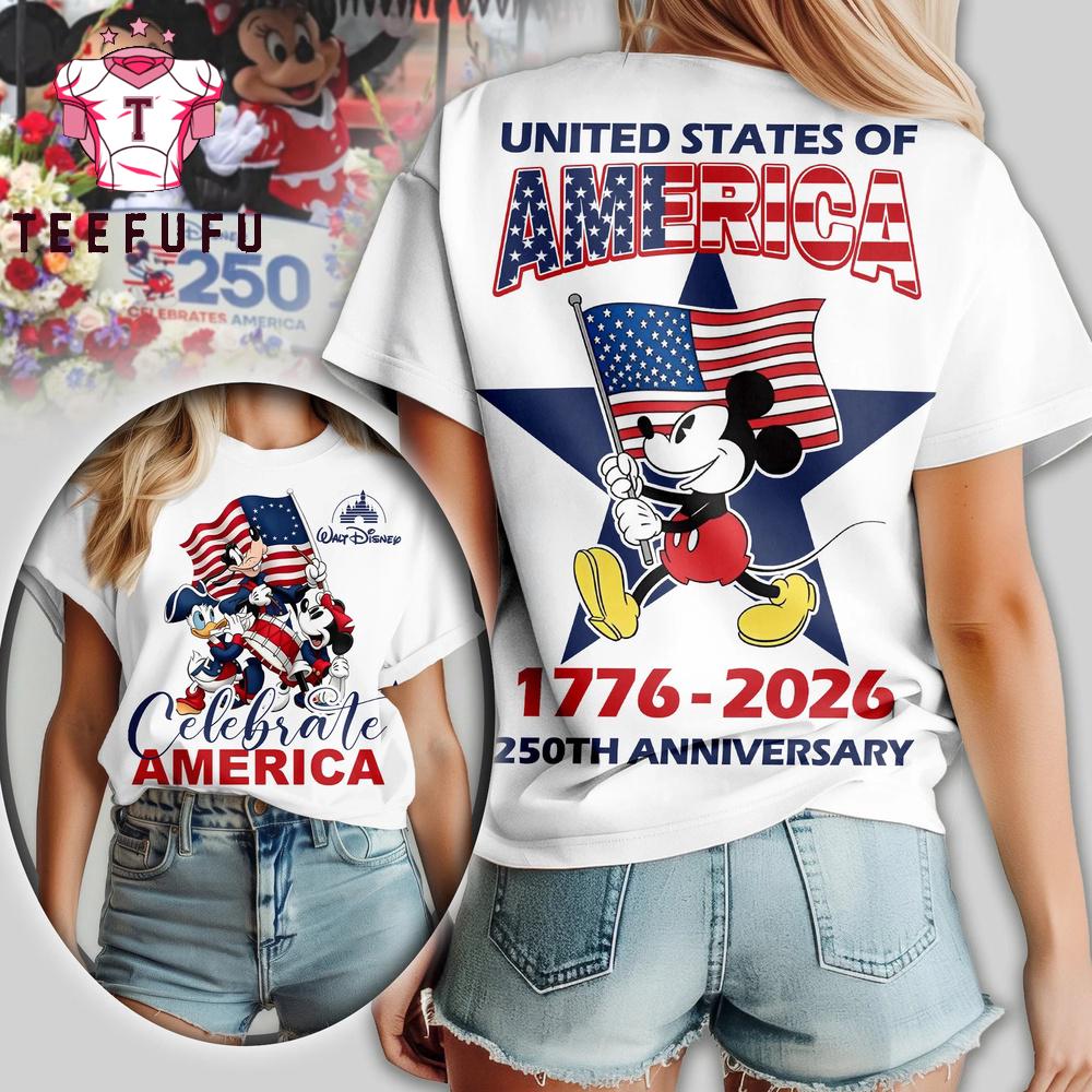 Mickey Mouse 250th Anniversary United States of American White T Shirt