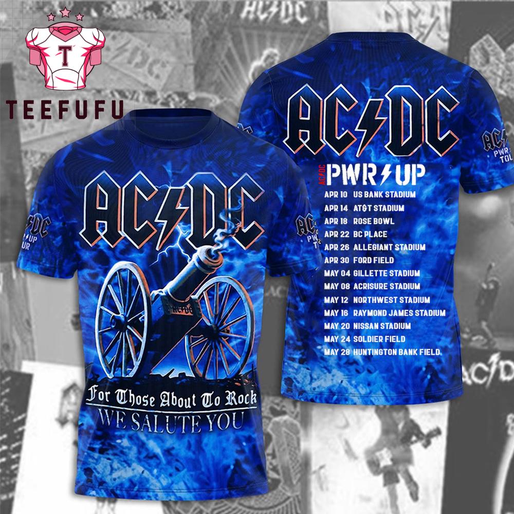 Official ACDC Power Up 2025 Tour Rock Legends 3D T-Shirt