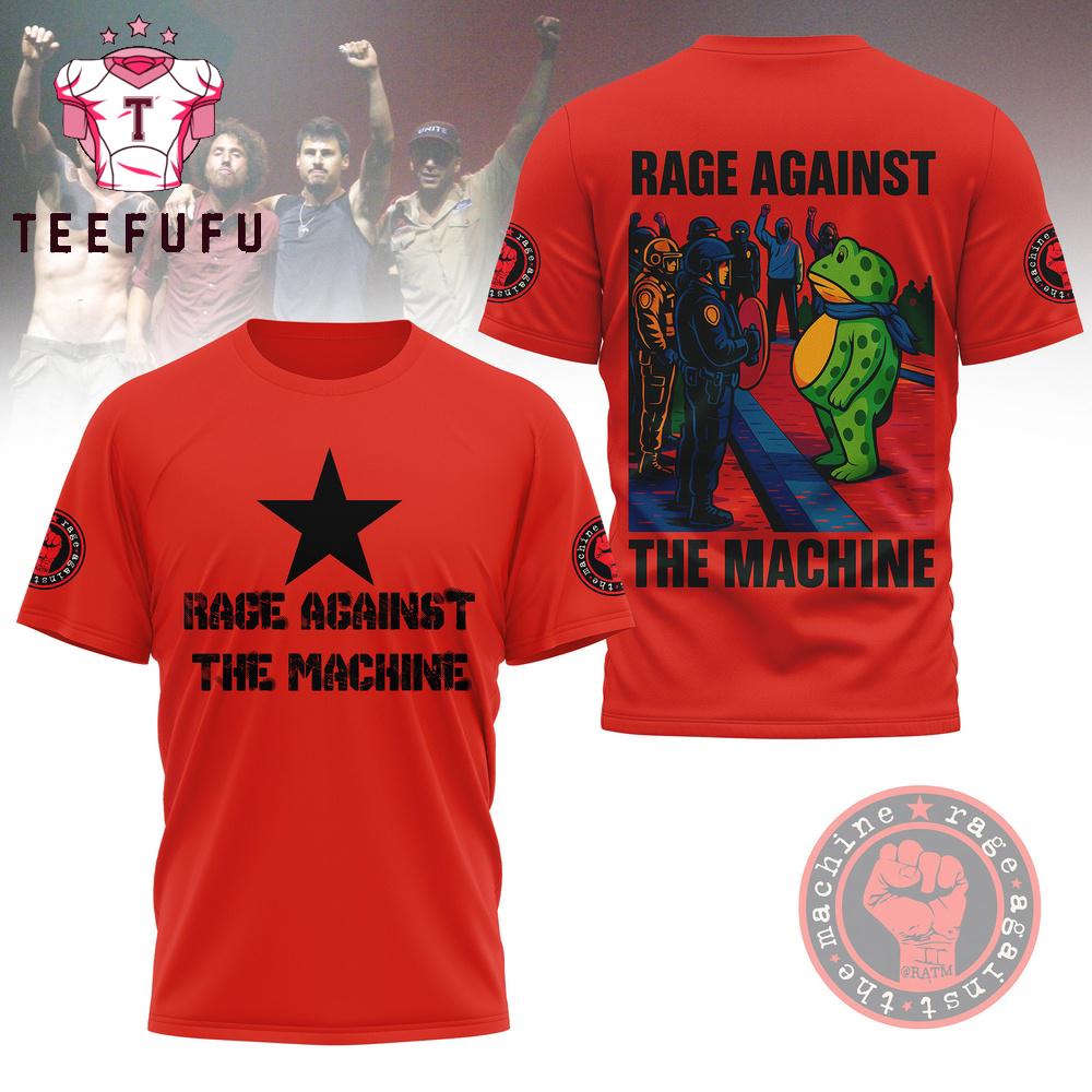 Rage Against The Machine Portland Frog Red T Shirt