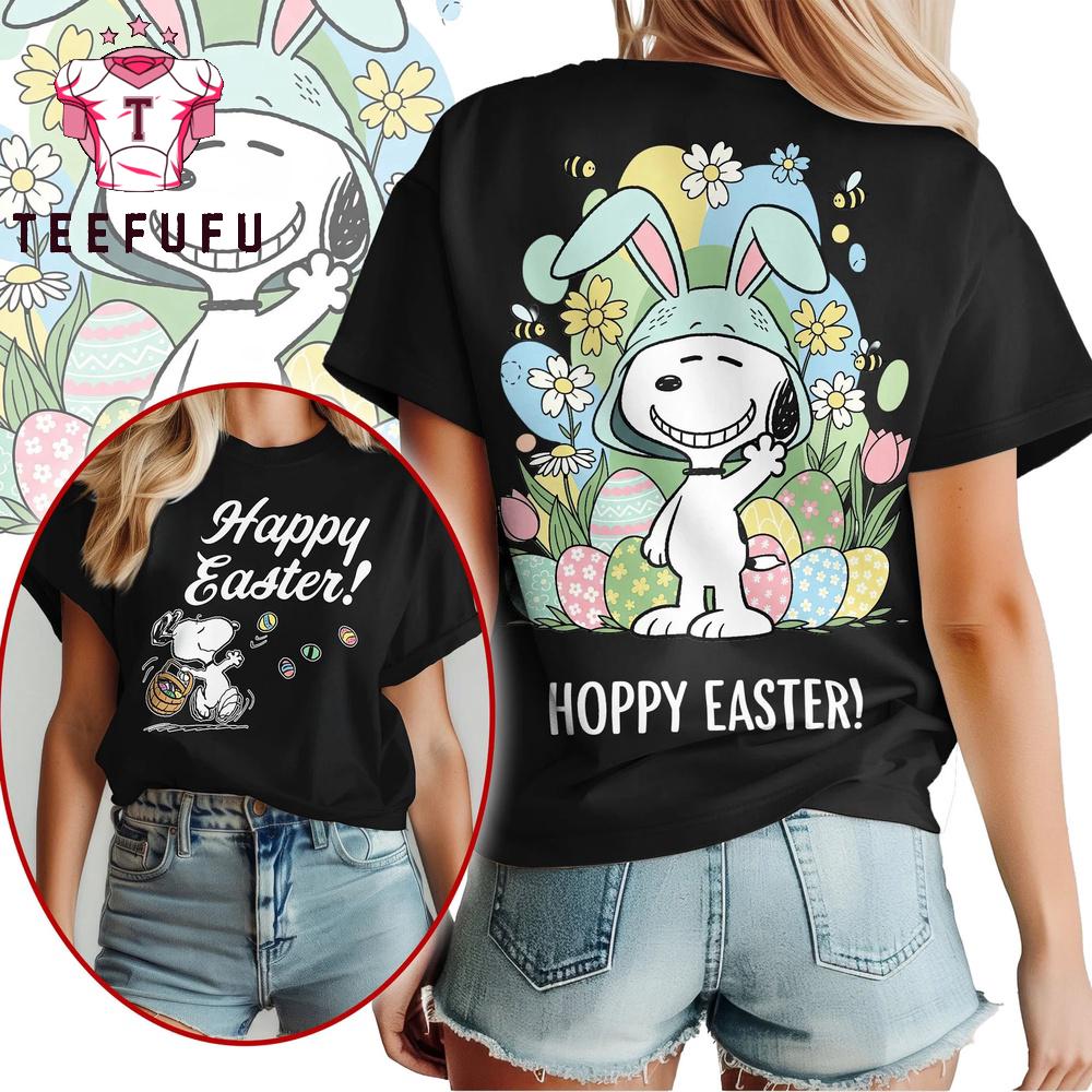 Snoopy Happy Easter 2026 Black T Shirt