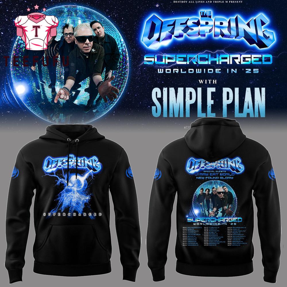 The Offspring Supercharged Worldwide in 25 Simple Plan Face Music Black Hoodie