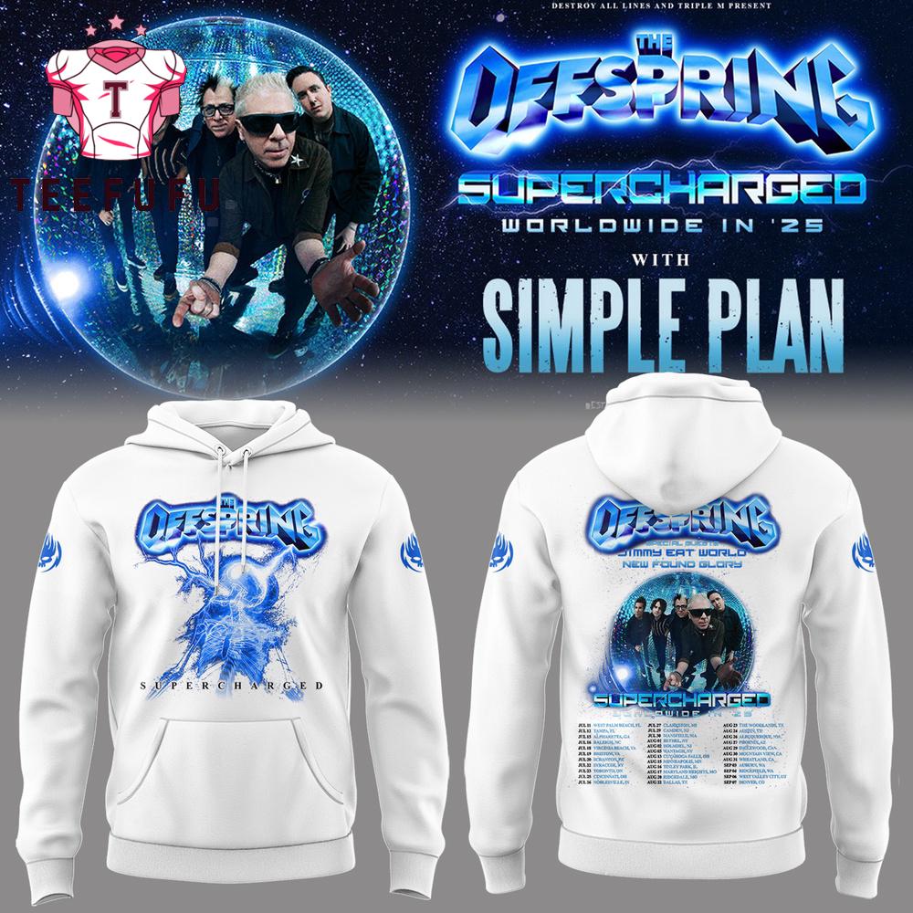 The Offspring Supercharged Worldwide in 25 Simple Plan Face Music White Hoodie
