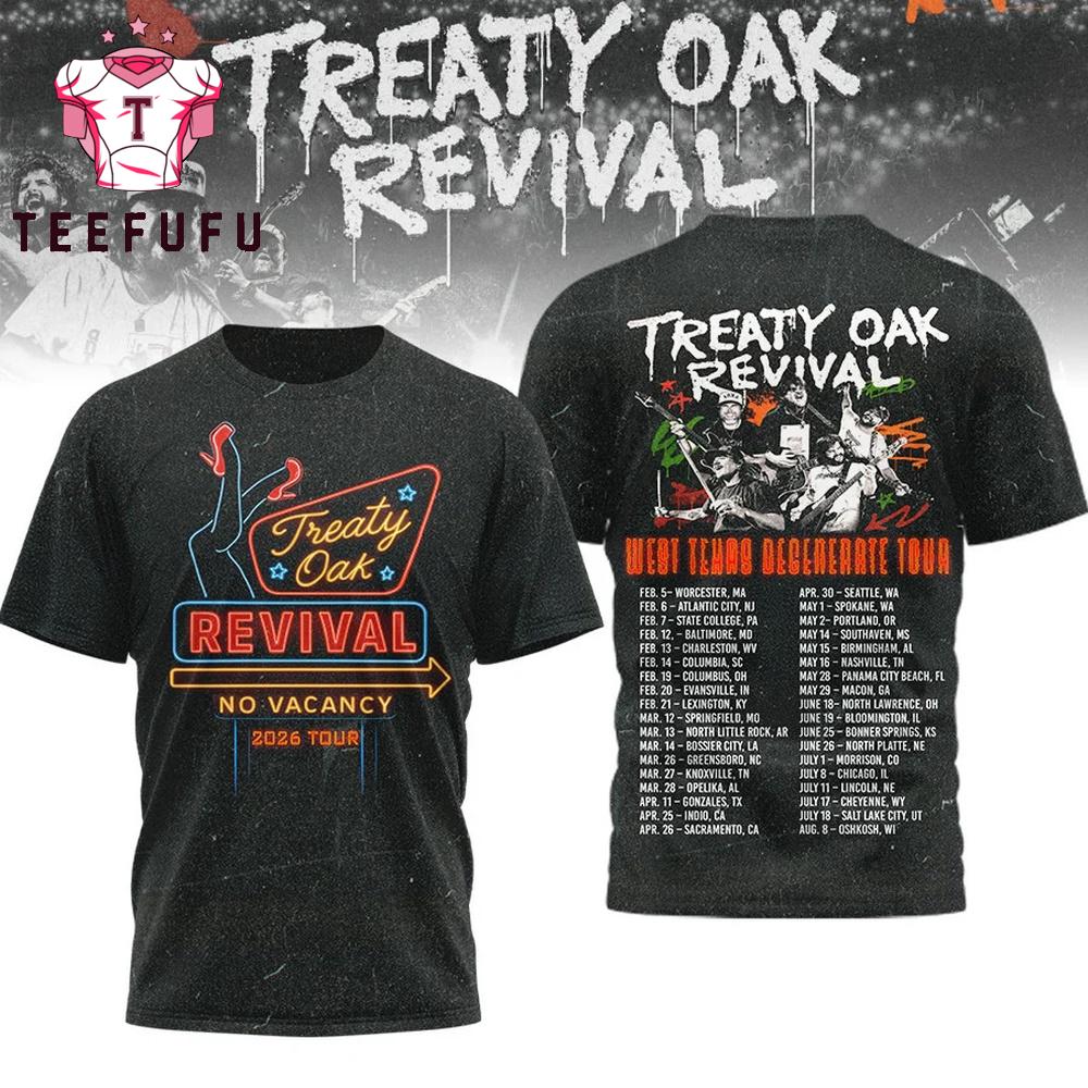Treaty Oak Revival No Vacancy 2026 Tour 3D Shirt