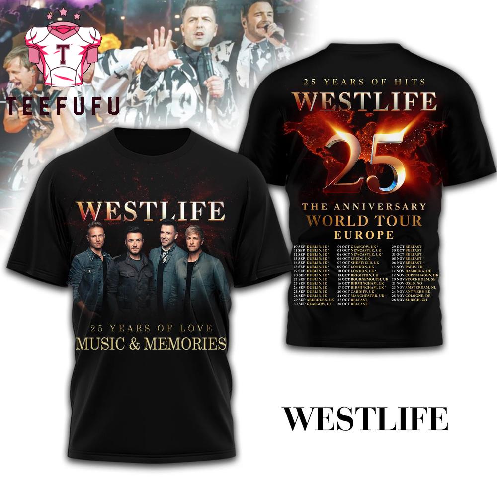 West Life 25 Years The Anniversary World Tour Europe 3D Shirt